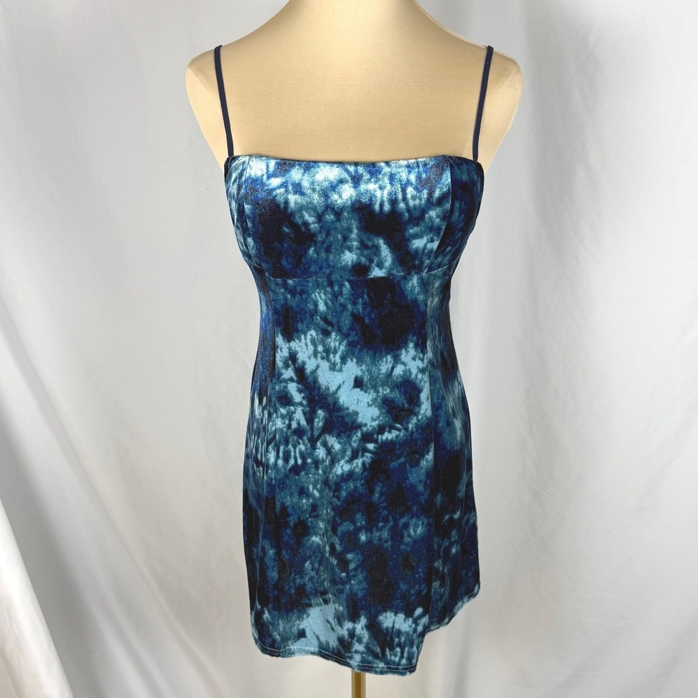 NWT Urban Outfitters "Dawn" Tie-Dye Velvet Mini Slip Dress - Size Small Indie